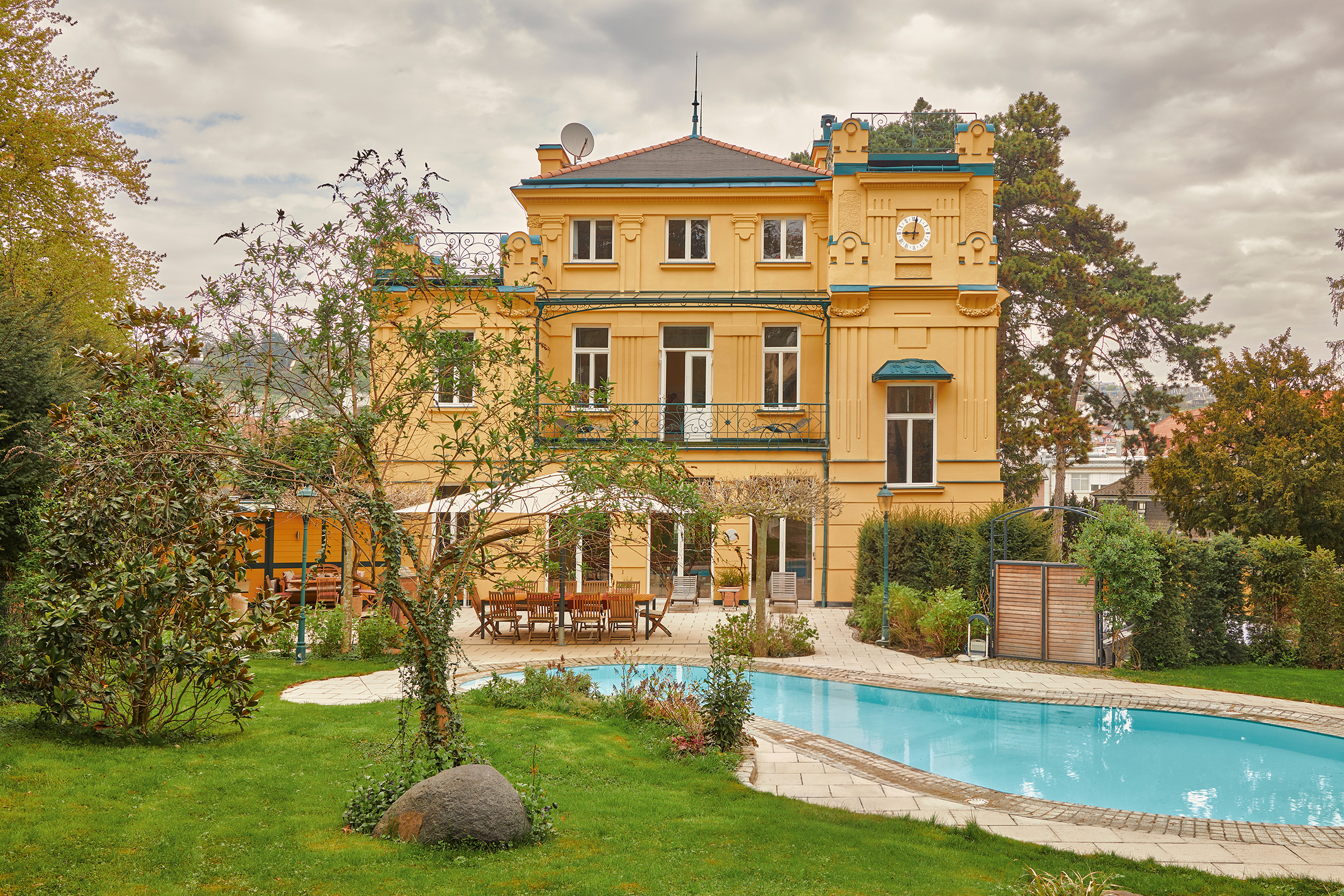 Luxury Villa Architecture Poolside Sanctuary Vienna Luxury architecture photography Vienna of a tranquil poolside sanctuary at an exclusive private villa.