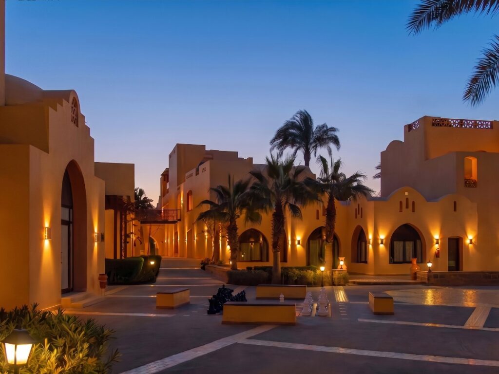 Twilight architecture photography during a hotel photoshoot at Steigenberger Coraya Beach